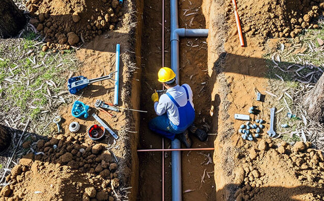 Plumber Connecting Pipe Ground